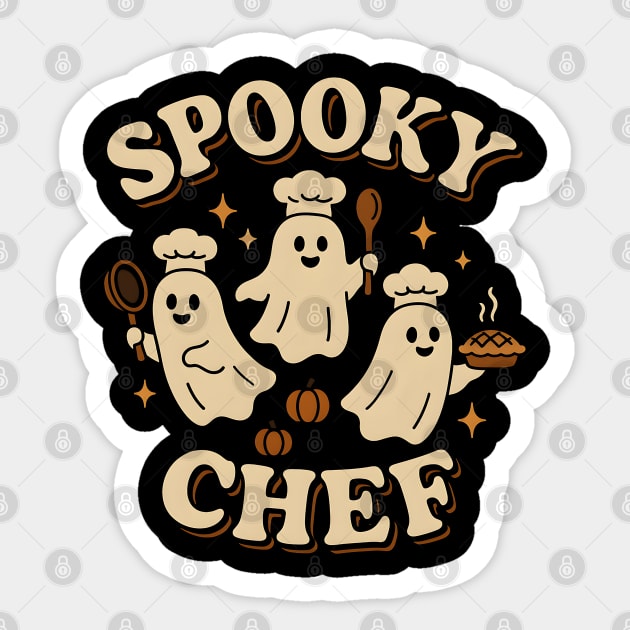 Spooky Chef Ghost Halloween Shirt | Funny Cooking Costume Gift Sticker by MakerMind8.2